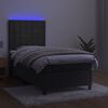 vidaXL Boxspringbett mit Matratze & LED Dunkelgrau 90x200 cm Samt