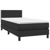 vidaXL Boxspringbett mit Matratze Schwarz 90x190 cm Kunstleder