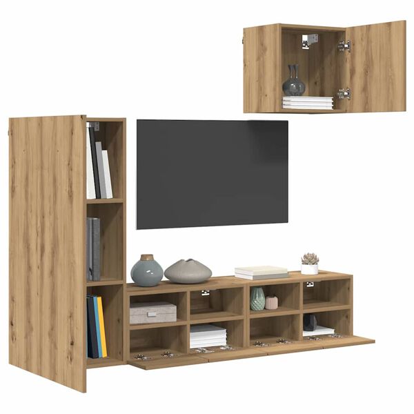 vidaXL TV-Wandger&auml;te 4 pcs Artisan-Eiche Holzwerkstoff