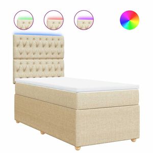 vidaXL Boxspringbett mit Matratze Creme 80x200 cm Stoff