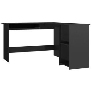 vidaXL Eckschreibtisch in L-Form Hochglanz-Schwarz 120&times;140&times;75 cm