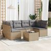 vidaXL 7-tlg. Garten-Sofagarnitur mit Kissen Beige Poly Rattan