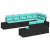 vidaXL Gartensofa-set 8 stk. Schwarz und T&uuml;rkis Poly Rattan