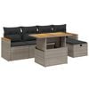 vidaXL 6-tlg. Garten-Sofagarnitur mit Kissen Grau Poly Rattan