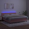 vidaXL Boxspringbett mit Matratze & LED Rosa 180x200 cm Samt