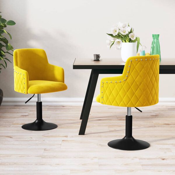 vidaXL Esszimmerst&uuml;hle 2 Stk. Drehbar Senfgelb Samt