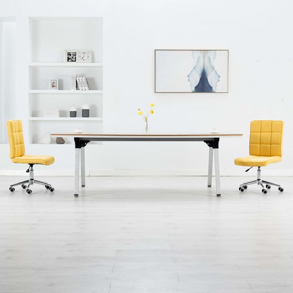 vidaXL Esszimmerst&uuml;hle 2 Stk. Gelb Stoff