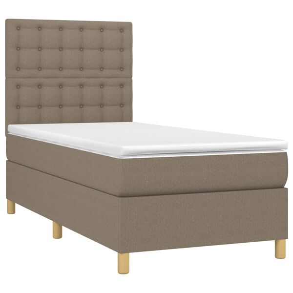 vidaXL Boxspringbett mit Matratze Taupe 90x200 cm Stoff