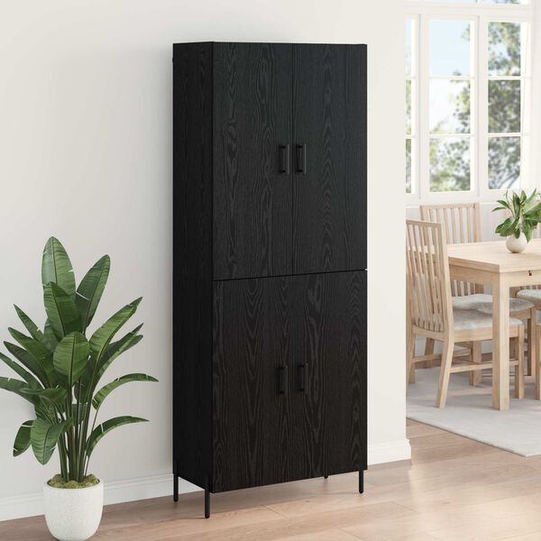 vidaXL Highboard Schwarz Eichen-Optik 69,5 x 34 x 180 cm Holzwerkstoff