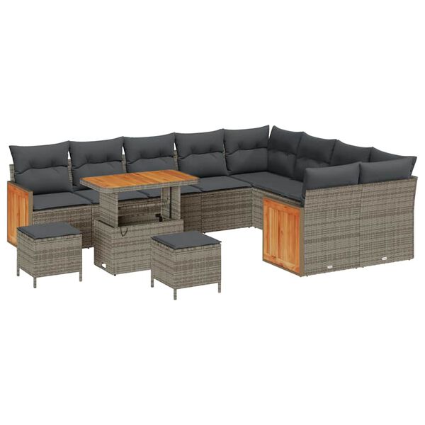 vidaXL Garten-Sofa-Set mit Kissen 12 pcs Grau 90 x 55 x 71 cm