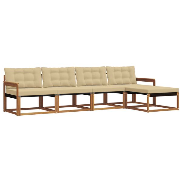 vidaXL Outdoor-Sofagarnitur mit Kissen 5 pcs Natur und Beige