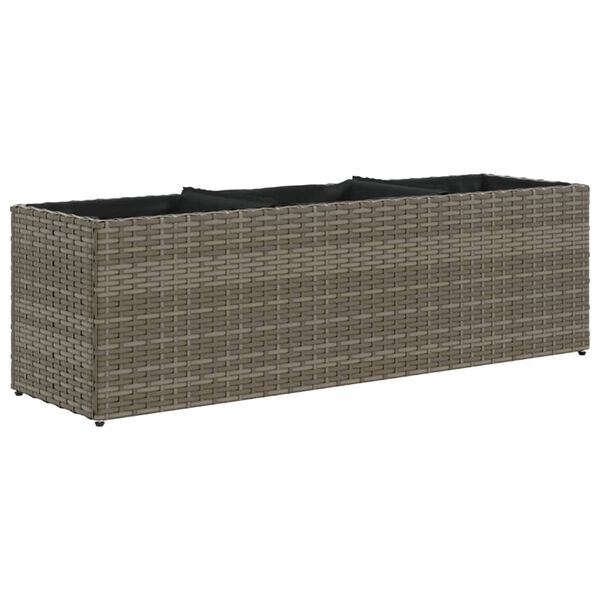 vidaXL Hochbeet mit 3 F&auml;chern Grau 105x30x32 cm Poly Rattan