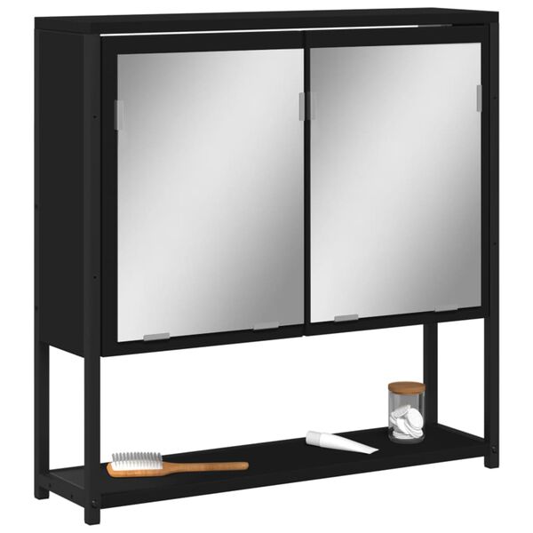 vidaXL Bad-Spiegelschrank Schwarz 60x16x60 cm Holzwerkstoff