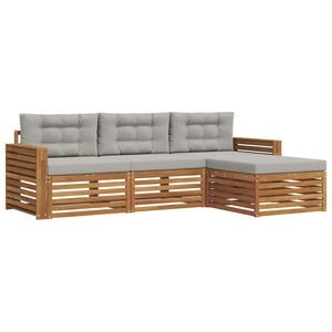 vidaXL Outdoor-Sofagarnitur mit Kissen Nat&uuml;rlich und Hellgrau