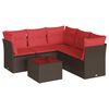 vidaXL 6-tlg. Garten-Sofagarnitur mit Kissen Braun Poly Rattan