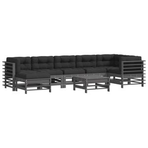 vidaXL 8-tlg. Garten-Lounge-Set mit Kissen Grau Massivholz