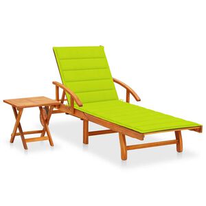 vidaXL Sonnenliege mit Tisch und Auflage Akazie Massivholz