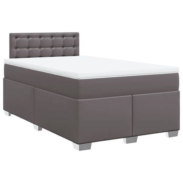 vidaXL Boxspringbett mit Matratze Grau 120x200 cm Kunstleder