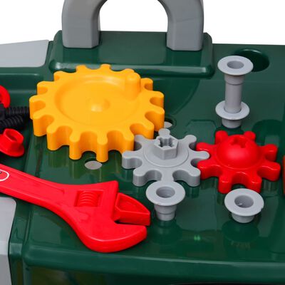 Kinderwerkbank Werkzeugbank mit Werkzeugen grün + grau