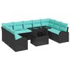 vidaXL Gartensofa-set 10 stk. Schwarz Poly Rattan