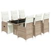 vidaXL 7-tlg. Garten-Bistro-Set mit Kissen Braun Poly Rattan