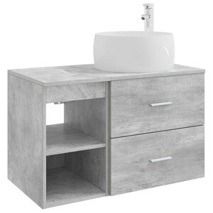 vidaXL Badezimmerm&ouml;bel-Set 2 pcs Betongrau Holzwerkstoff
