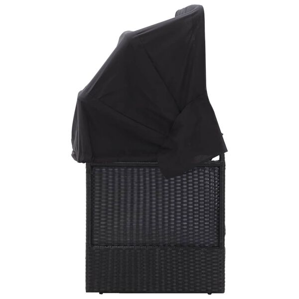 vidaXL Outdoor-Sofabett mit Dach Poly-Rattan Schwarz