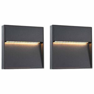 vidaXL Au&szlig;enwandleuchten 2 Stk. LED 3W Schwarz Quadratisch