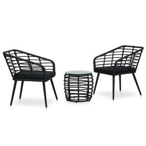 vidaXL 3-tlg. Bistro-Set Poly Rattan Schwarz