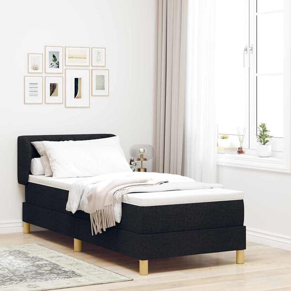 vidaXL Boxspringbett mit Matratze Schwarz 80 x 200 cm Stoff