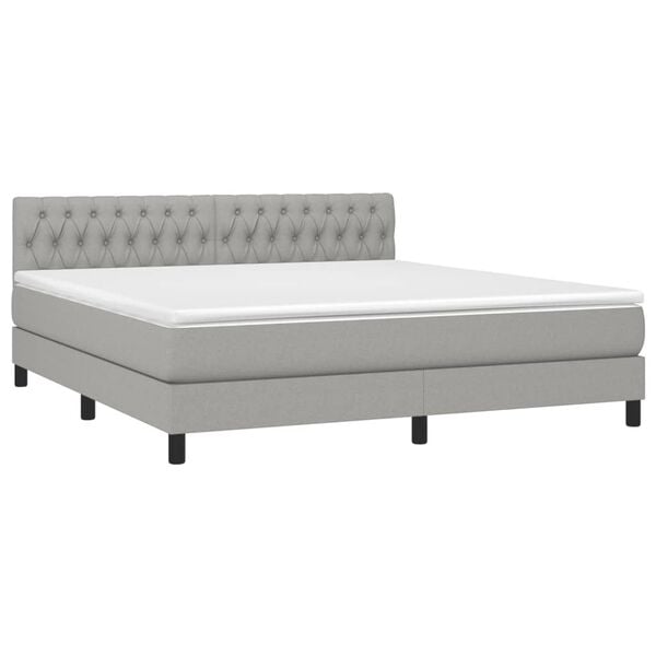vidaXL Boxspringbett mit Matratze Hellgrau 180x200 cm Stoff