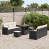 vidaXL Garten-Sofa-Set mit Kissen mit Speicher Schwarz Poly Rattan