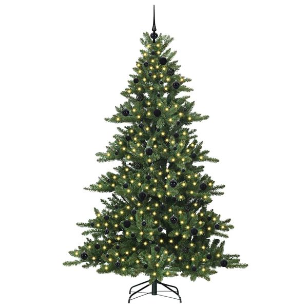 vidaXL K&uuml;nstlicher klappbarer Weihnachtsbaum Gr&uuml;n 210 cm PVC und Stahl