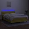 vidaXL Boxspringbett mit Matratze & LED Gr&uuml;n 140x190 cm Stoff