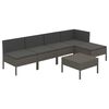 vidaXL 6-tlg. Garten-Lounge-Set mit Auflagen Poly Rattan Grau