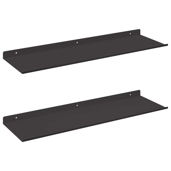vidaXL Schwebendes Regal 2 pcs Schwarz 60 x 18 x 2,5 cm Stahl