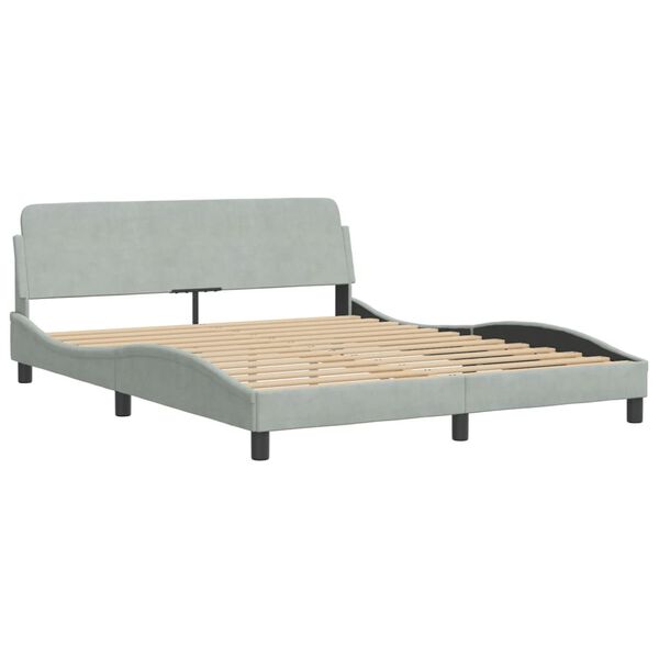 vidaXL Bett mit Matratze "Dover" Hellgrau 160x200 cm Samt