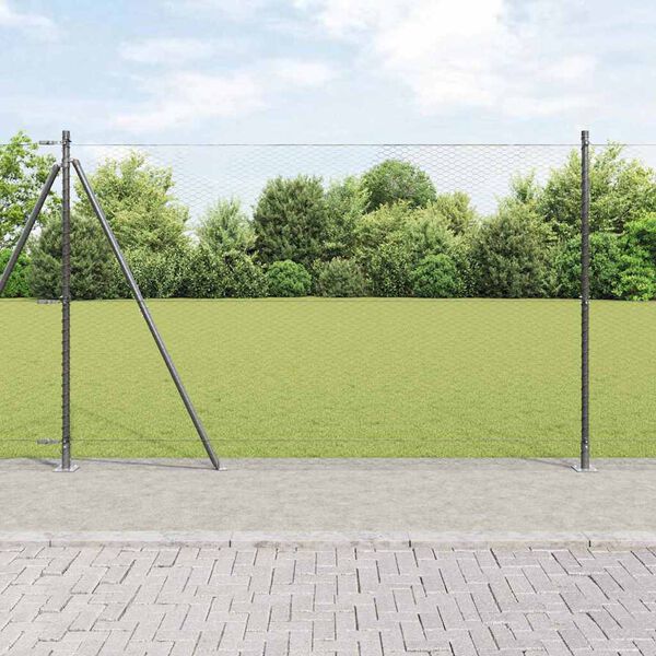 vidaXL Zaunpfosten Grau 25 x 1,6 m (25 mm Netz) Stahl und PVC