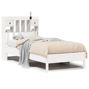 vidaXL Massivholzbett mit Regal ohne Matratze Wei&szlig; 90x190 cm Kiefer