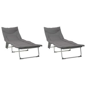 vidaXL Klappbare Sonnenliege mit Kissen 2 pcs Anthrazit