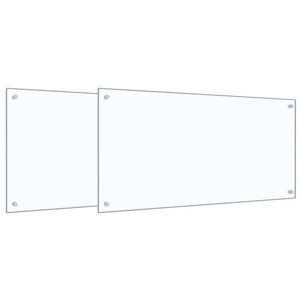 vidaXL K&uuml;chenr&uuml;ckwand 2 pcs Transparent 100 x 50 cm Geh&auml;rtetes Glas