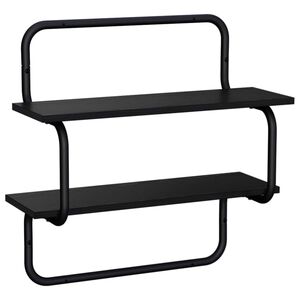 vidaXL 2-stufiges Wandregal Schwarz Eichen-Optik 80 x 24,5 x 61 cm
