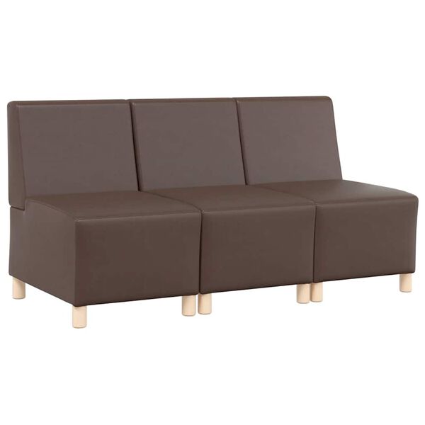 vidaXL Modulares Armfreies Sofa 3 pcs Braun 55 x 74 x 82 cm Kunstleder