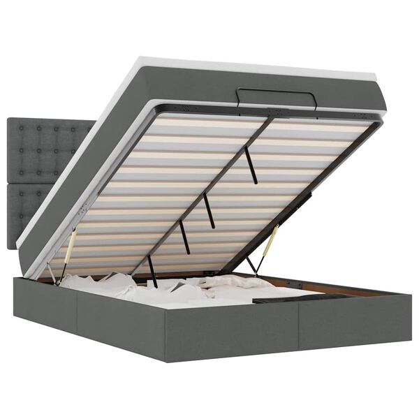 vidaXL Ottoman-Bett mit Matratze Dunkelgrau 140x190 cm Stoff