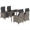 vidaXL 5-tlg. Garten-Essgruppe mit Kissen Grau Poly Rattan