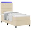 vidaXL Boxspringbett mit Matratze mit LED Creme 90 x 190 cm Stoff