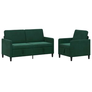 vidaXL Sofa Set mit Stauraum 2 stk. Dunkelgr&uuml;n Polyester