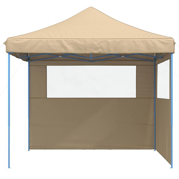 vidaXL Partyzelt Faltbar Pop-Up mit 2 Seitenteilen Beige