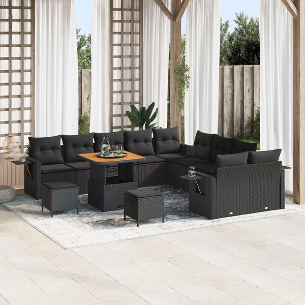vidaXL Gartensofa-set 13 pcs Schwarz Poly-Rattan
