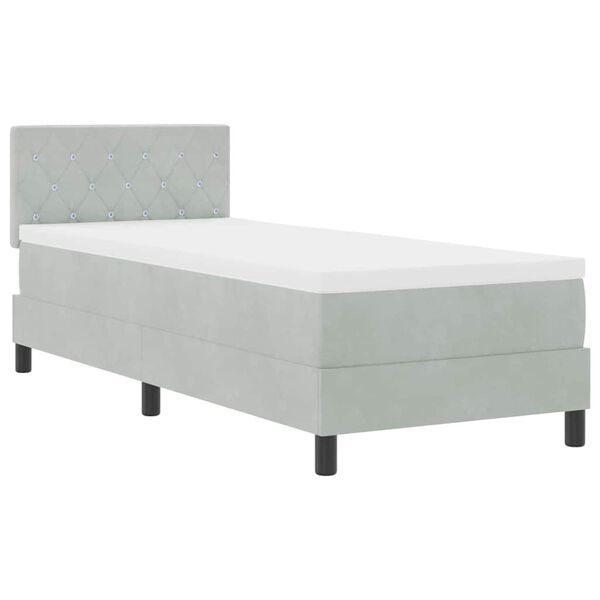 vidaXL Boxspringbett mit Matratze Hellgrau 80 x 200 cm Samt